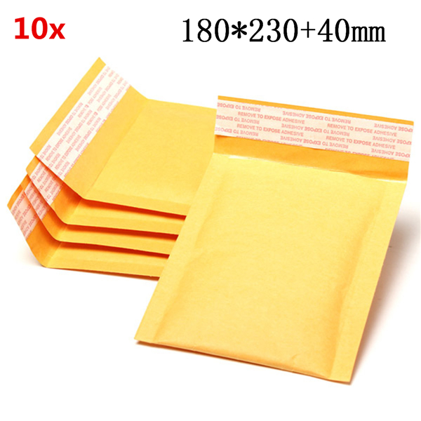 

10шт 180 * 230 мм 40 мм + пузырь конверт желтого цвета крафт-бумаги мешок конверт почтовые